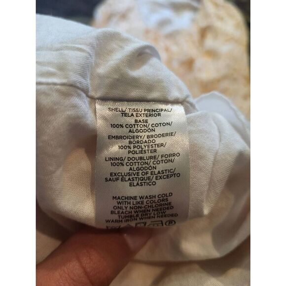 LOFT Dress Women's XS White Golden Eyelet Open Back Maxi Cotton Smocked - Picture 6 of 7